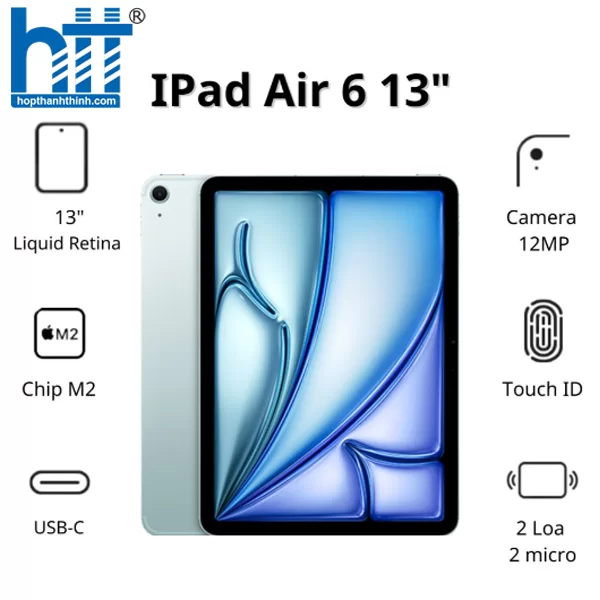 HỢP THÀNH THỊNH - Máy tính bảng Apple IPad Air 6 13inch 5G (8GB/ 256GB/ Blue/ MV6W3ZA/A)