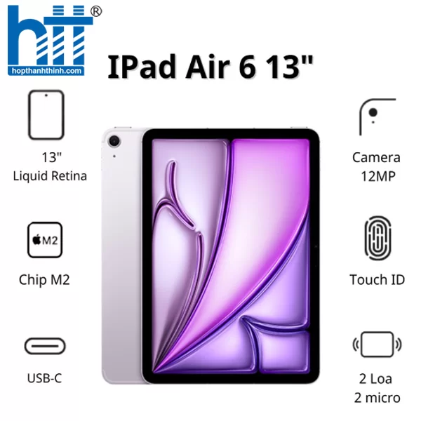 HỢP THÀNH THỊNH - Máy tính bảng Apple IPad Air 6 13inch 5G (8GB/ 256GB/ Purple/ MV6Y3ZA/A)