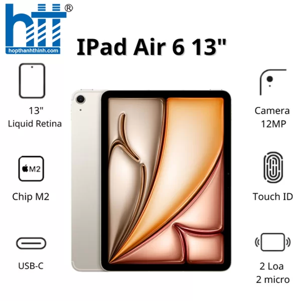 HỢP THÀNH THỊNH - Máy tính bảng Apple IPad Air 6 13inch Wifi (8GB/ 512GB/ Starlight/ MV2L3ZA/A)