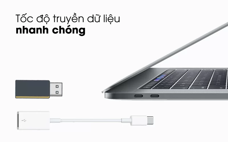 Tốc độ truyền dữ liệu nhanh chóng - Adapter Type-C sang USB Apple MJ1M2 Trắng