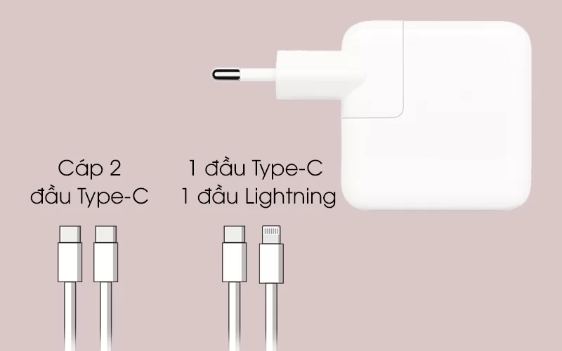 Adapter sạc 30W Apple MR2A2 Trắng tương thích với các loại cáp khác nhau