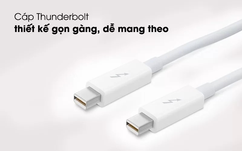 Thiết kế gọn gàng, dễ mang theo - Cáp Thunderbolt 2 m Apple MD861 Trắng