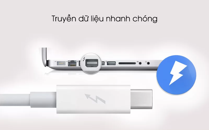 Tốc độ truyền tải dữ liệu nhanh - Cáp Thunderbolt 2 m Apple MD861 Trắng