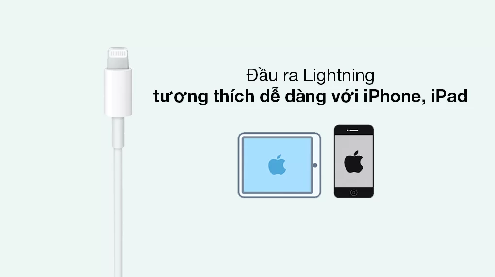 Cáp Type C - Lightning 1m Apple MM0A3 Trắng - Đầu ra Lightning