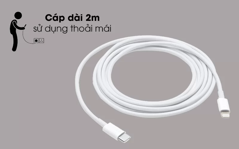 Cáp Type C - Lightning 2m Apple MKQ42 Trắng có thiết kế dài 2 m
