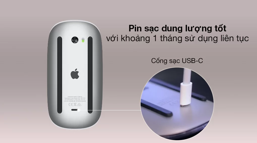 Pin sạc - Chuột Bluetooth Apple MK2E3 Trắng
