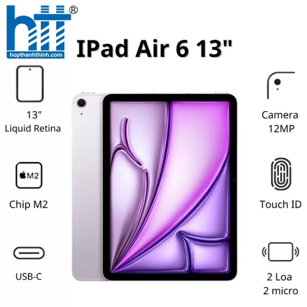 HỢP THÀNH THỊNH - Máy tính bảng Apple IPad Air 6 13inch 5G (8GB/ 1TB/ Purple/ MV773ZA/A)