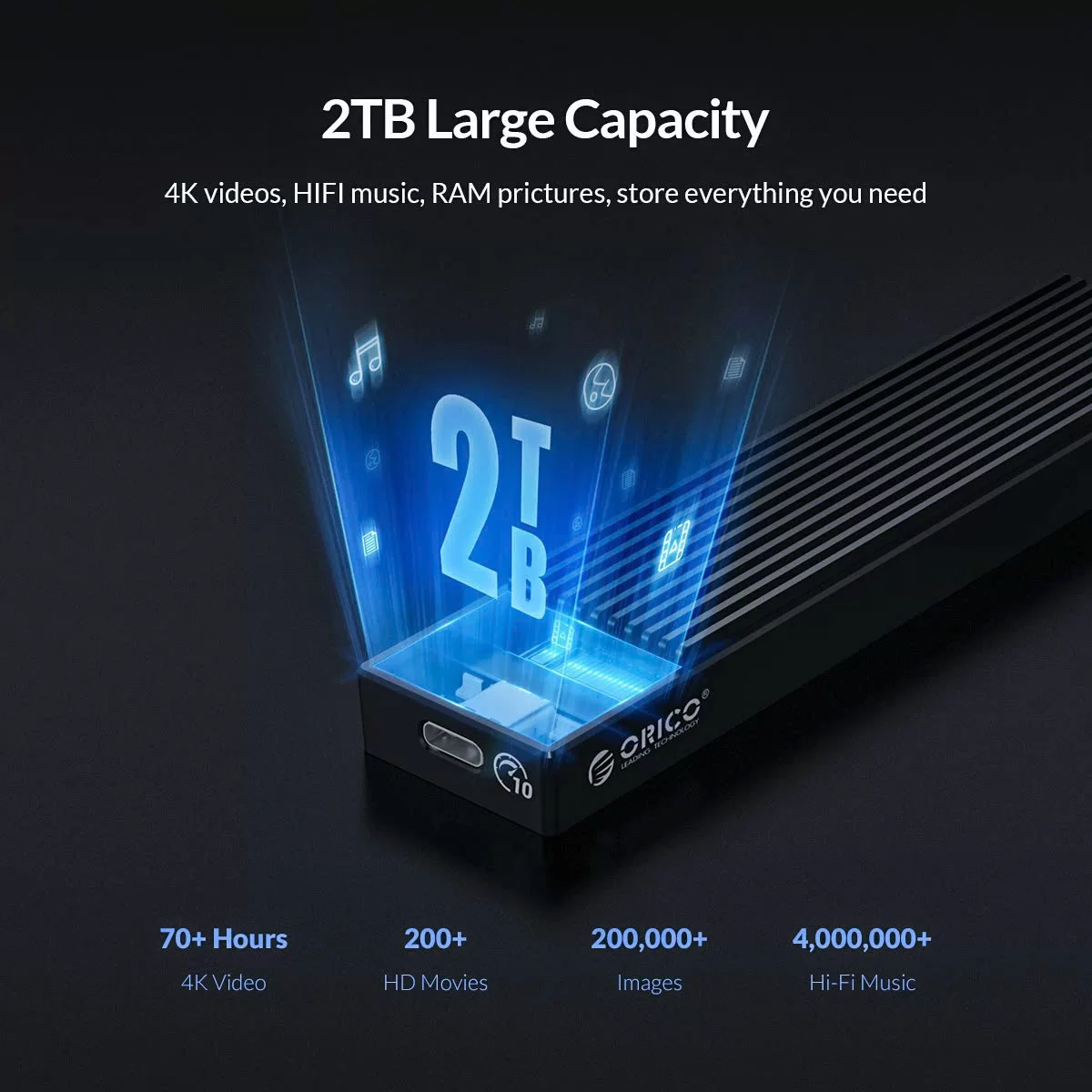 HTT - HỘP ĐỰNG Ổ CỨNG SSD NVME M2 SATA ORICO M2PV-C3-BK