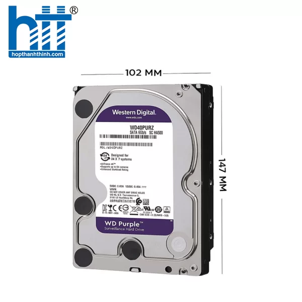 Hợp Thành Thịnh - Ổ cứng HDD WD Purple 6TB 3.5 inch, 5400RPM, SATA, 256MB Cache (WD64PURZ) 
