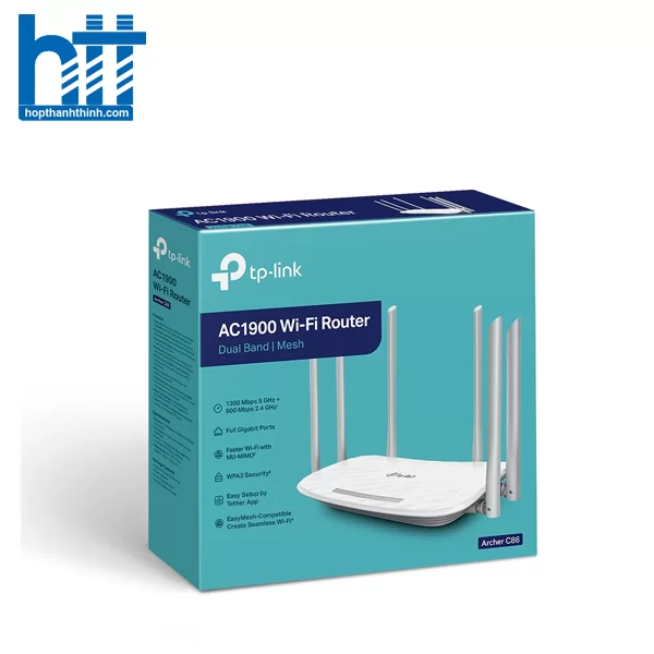 Hợp Thành Thịnh - Bộ phát wifi TP-Link Archer C86 (Chuẩn AC/ AC1900Mbps/ 6 Ăng-ten ngoài/ Wifi Mesh/ 35 User)
