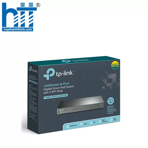 HTT - Switch TP-Link JetStream TL-SG2210P (Gigabit (1000Mbps)/ 10 Cổng/ 2 SFP/ Smart Switch/ 8 cổng PoE/ Vỏ Thép)