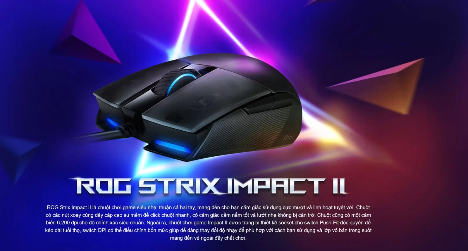 Chuột Asus ROG Strix Impact II (P506) (USB/RGB/Đen)