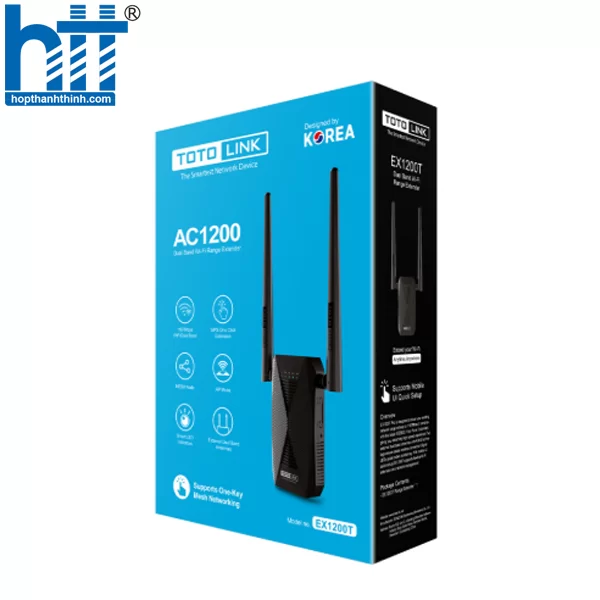 HTT - Bộ mở rộng sóng Wi-Fi Totolink EX1200T_V2 băng tần kép AC1200