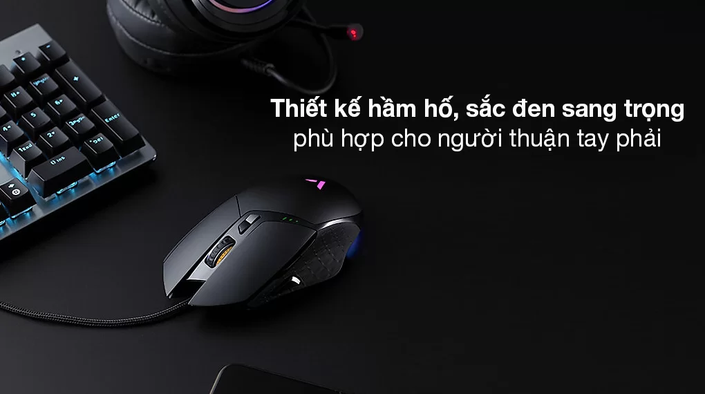 Chuột có dây Gaming Rapoo VT30 đen - Kiểu dáng hiện đại, sắc sảo, thích hợp cho người thuận tay phải Chuột có dây Gaming Rapoo VT30 đen - Kiểu dáng hiện đại, sắc sảo, thích hợp cho người thuận tay phải