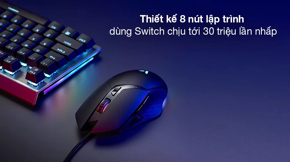 Chuột có dây Gaming Rapoo VT30 đen - Điều khiển tối ưu với 8 phím bấm lập trình Chuột có dây Gaming Rapoo VT30 đen - Điều khiển tối ưu với 8 phím bấm lập trình
