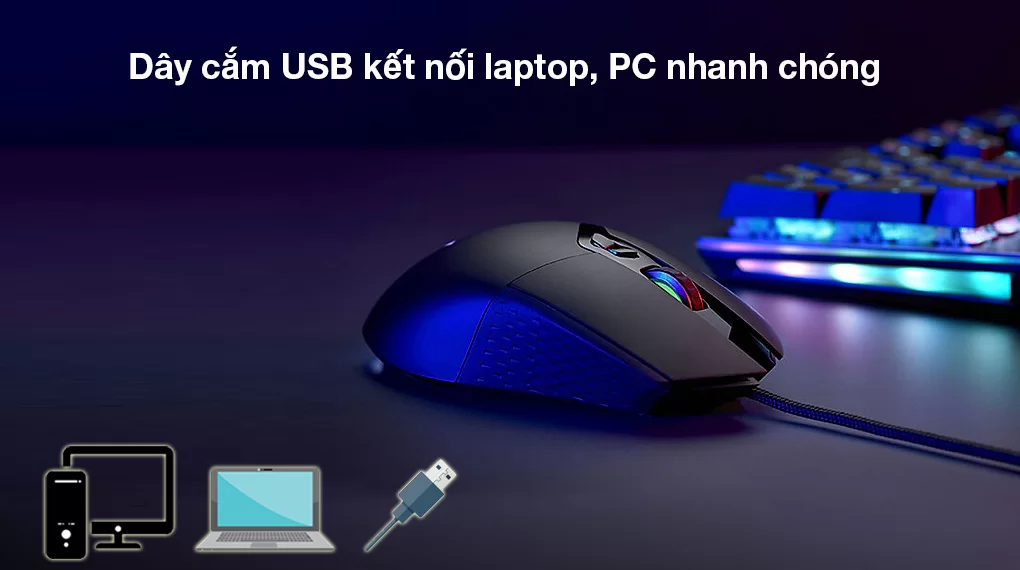 Chuột có dây Gaming Rapoo VT30 đen - Phối ghép nhanh với các thiết bị qua dây cắm USB chiều dài 185 cm Chuột có dây Gaming Rapoo VT30 đen - Phối ghép nhanh với các thiết bị qua dây cắm USB chiều dài 185 cm