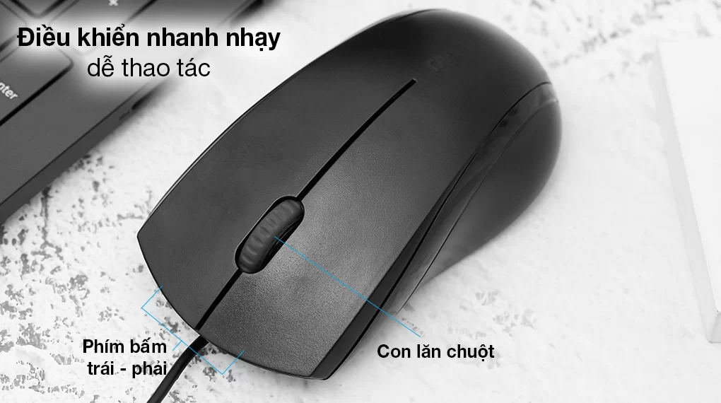 Chuột Có Dây Silent Rapoo N1200 Đen - 2 phím bấm trái - phải, con lăn sử dụng nhạy, độ nảy cao