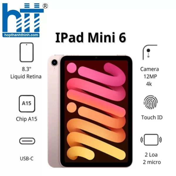HƠP THÀNH THỊNH - Máy tính bảng Apple IPad mini 6 Cellular (64Gb/ Pink/ MLX43ZA/A)