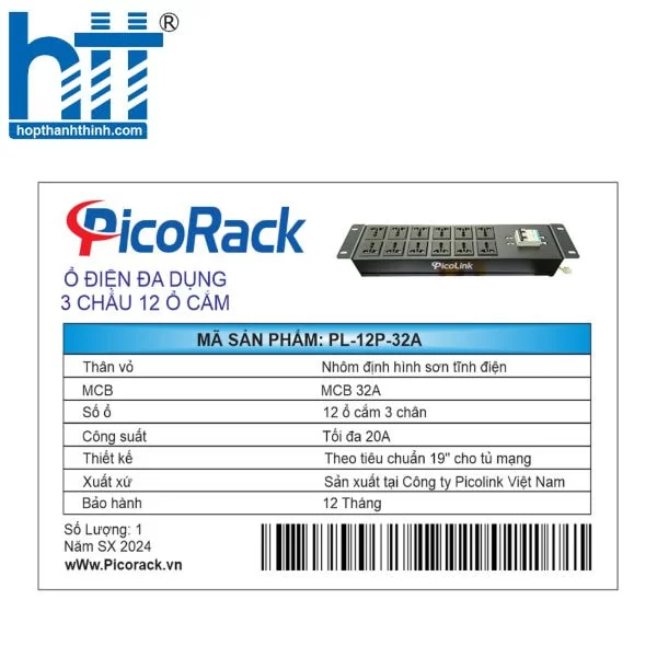 Hợp Thành Thịnh -Thanh nguồn PDU Đa năng 12 ổ cắm 32A dùng cho tủ mạng C19