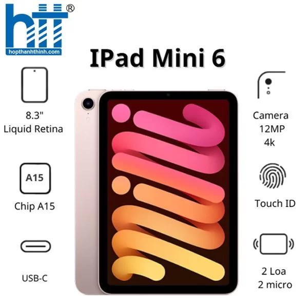 HỢP THÀNH THỊNH - Máy tính bảng Apple IPad mini 6 Cellular (256Gb/ Pink/ MLX93ZA/A)