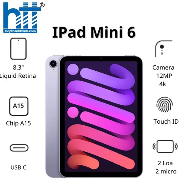 HỢP THÀNH THỊNH - Máy tính bảng Apple IPad mini 6 Wifi (256Gb/ Purple/ MK7X3ZA/A)