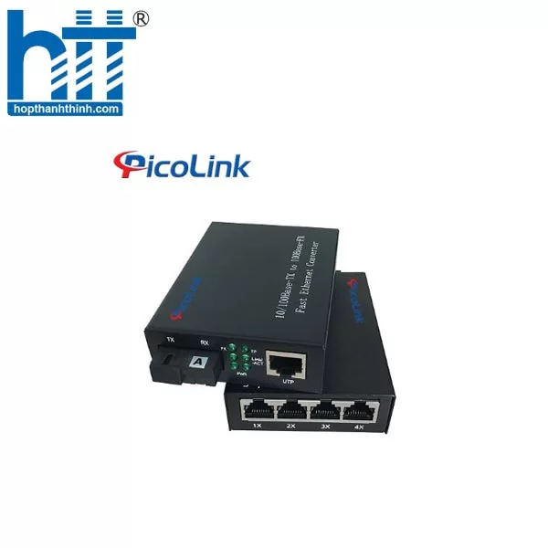 HTT - Bộ chuyển đổi quang điện Picolink 1 Quang ra 4 LAN