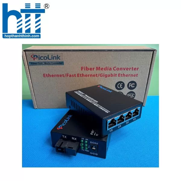 HTT - Bộ chuyển đổi quang điện Picolink 1 Quang ra 4 LAN