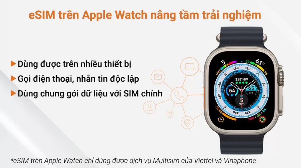 Đồng hồ thông minh Apple Watch Ultra LTE 49mm dây cao su - eSIM Đồng hồ thông minh Apple Watch Ultra LTE 49mm dây cao su - eSIM