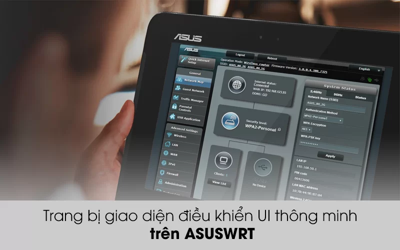 Trang bị giao diện UI thông minh - Router Wifi Chuẩn AC1500UHP Băng Tần Kép Asus AC1500 Đen Trang bị giao diện UI thông minh - Router Wifi Chuẩn AC1500UHP Băng Tần Kép Asus AC1500 Đen