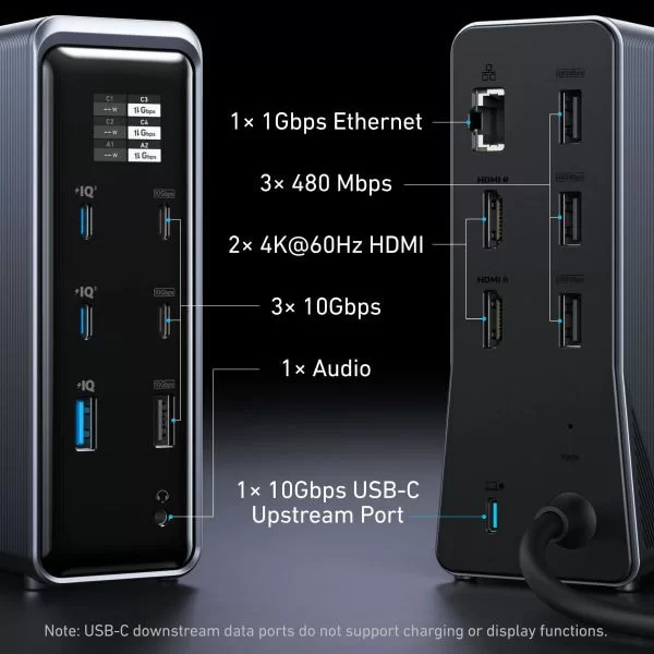 Đế sạc Anker Prime 14 in 1 màn hình đổi 160W A83B6
