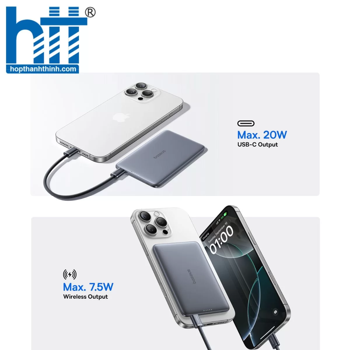 Pin Baseus AM41 – sạc không dây 15W tiện lợi