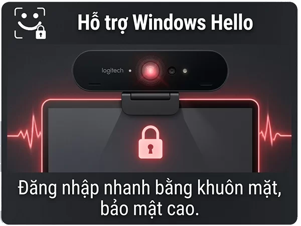 Webcam Logitech Brio 4k - Đăng nhập nhanh bằng Windows Hello