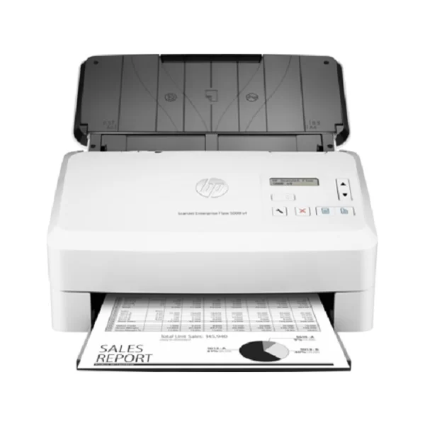 Máy scan HP Scanjet Enterprise Flow 5000 S4 là chiếc máy scan ADF nạp giấy tự động, đáp ứng tốt nhu cầu scan tài liệu của các công ty và cơ sở in ấn. Máy nổi trội nhờ thiết kế nhỏ gọn và cực kì tiện ích với chức năng in 2 mặt, bản scan chất lượng, rõ nét vượt mong đợi.  1) Máy scan năng suất cao, quét đa năng Máy scan HP Scanjet Enterprise Flow 5000 S4 sẵn sàng tự động hóa quy trình làm việc với chức năng quét nhanh chóng, scan hai mặt với khay giấy ADF lên đến 50 tờ. Năng suất hoạt động của máy có thể đạt 6.000 trang/ngày. Bạn thậm chí có thể nhanh chóng nắm bắt và chỉnh sửa văn bản từ tài liệu. Máy có tốc độ quét đáng ngạc nhiên 50 trang/phút tương đương 100 hình ảnh/phút.  2) Chất lượng ảnh quét sắc nét  Với một chiếc máy scan thì yếu tố chất lượng hình ảnh là điều không thể bỏ qua. Máy scan HP Scanjet Enterprise Flow 5000 S4 mang lại hình ảnh sắc nét nhờ tính năng Auto hình ảnh trong phần mềm HP Scan. Người dùng có thể nắm bắt chính xác văn bản từ các tài liệu để chỉnh sửa dễ dàng với HP Scan và I.R.I.S. Readiris ™ Pro phần mềm OCR. Dòng máy này có thể scan các văn bản, đồ họa và hình ảnh với độ phân giải dpi lên đến 1200 x 1200dpi.  3) Tự động hoá với máy scan HP Scanjet Enterprise Flow 5000 S4 Máy scan HP Scanjet Enterprise Flow 5000 S4 quét trực tiếp vào các ứng dụng mà không cần mở chương trình khác với trình điều khiển TWAIN đầy đủ tính năng của HP. Dòng máy scan này sẽ giúp đơn giản hóa việc triển khai, cài đặt và thông báo sự kiện, tiết kiệm thời hơn với HP Smart Document Scan Software. Máy có thể sử dụng đối với các loại giấy (banner, in phun, photo, đồng bằng), bao thư, nhãn, thẻ với kích thước tối đa 216 x 3098 mm (ADF).