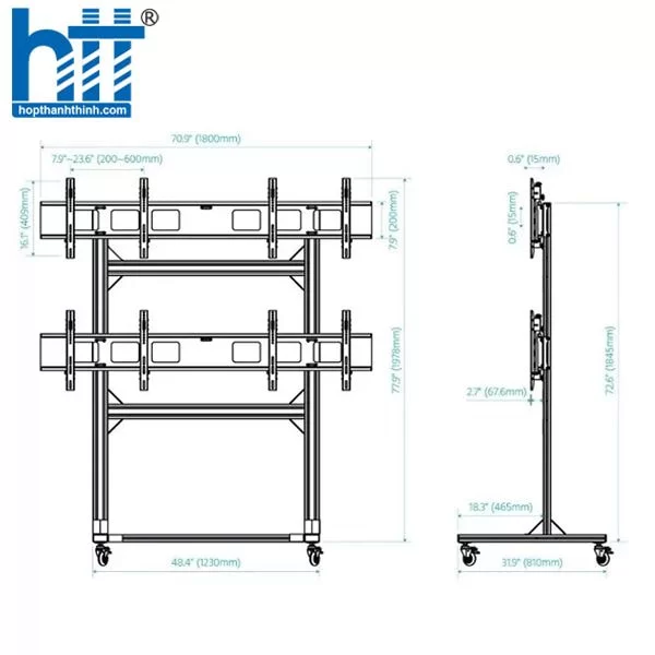HỢP THÀNH THỊNH - Khung cho 4 màn hình Peacemounts ML-02 (40-65inch)