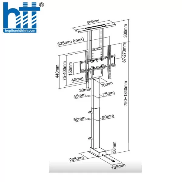 HỢP THÀNH THỊNH - Khung treo tivi nâng hạ bằng động cơ Brateck LP66E-46ML (37-80