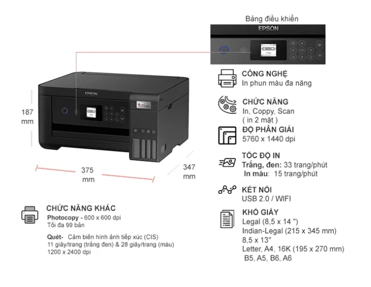 Máy in phun màu Epson Đa chức năng Ecotank L4260 Wifi