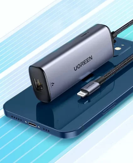 Cáp chuyển đổi Lightning to RJ45 hỗ trợ cổng sạc Ugreen 70958 Cáp chuyển đổi Lightning to RJ45 hỗ trợ cổng sạc Ugreen 70958
