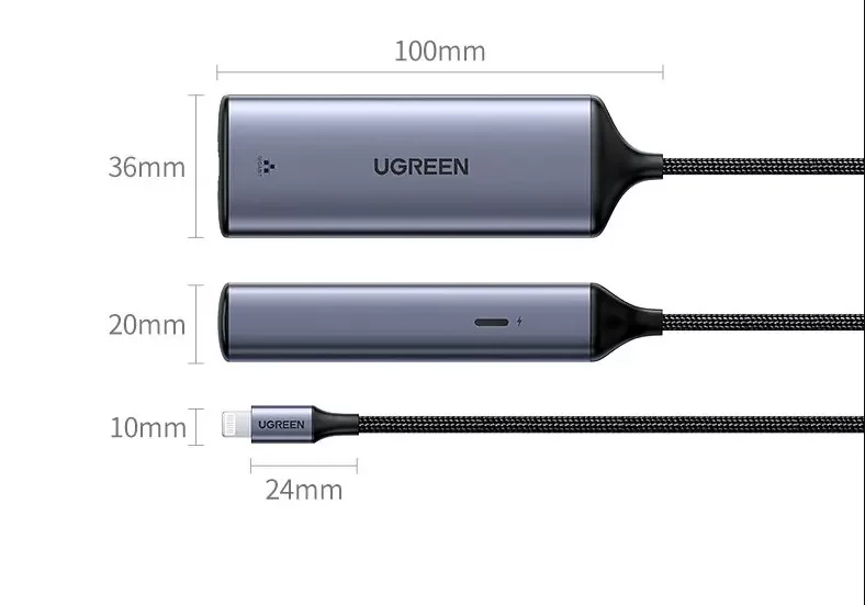 Cáp chuyển đổi Lightning to RJ45 hỗ trợ cổng sạc Ugreen 70958 Cáp chuyển đổi Lightning to RJ45 hỗ trợ cổng sạc Ugreen 70958