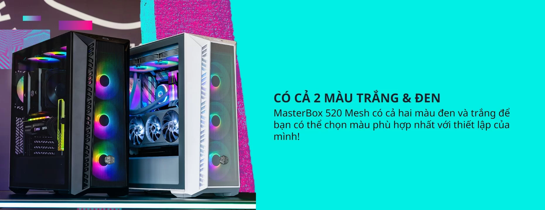 Vỏ Case Cooler Master MasterBox 520 Mesh ARGB (Mid Tower/Màu Đen )