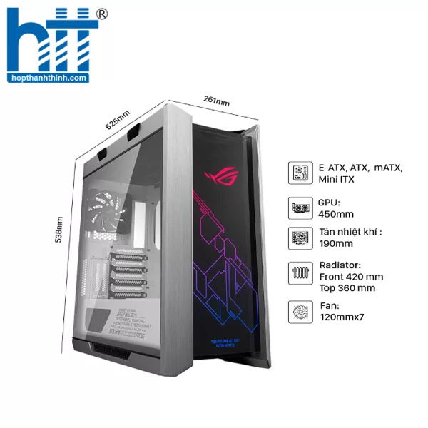 HỢP THÀNH THỊNH - Vỏ case ASUS ROG Strix Helios GX601 White Edition (Mid Tower/Màu Trắng)