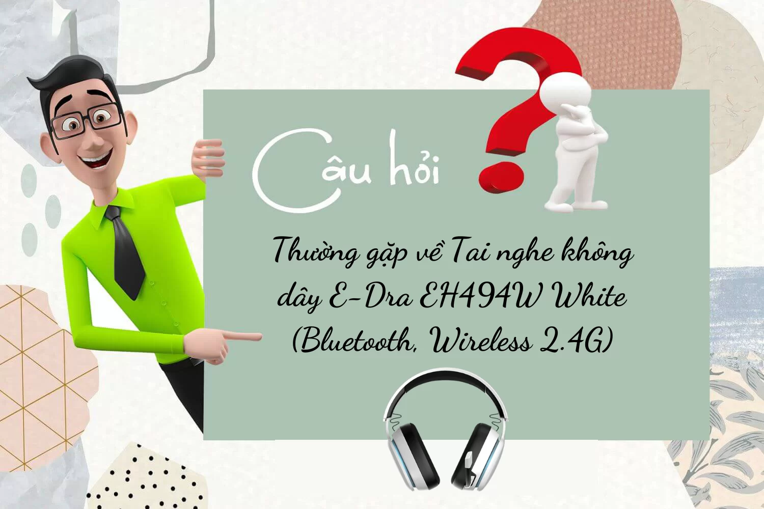 Hợp Thành Thịnh - Tai nghe không dây E-Dra EH494W White (Bluetooth, Wireless 2.4G)
