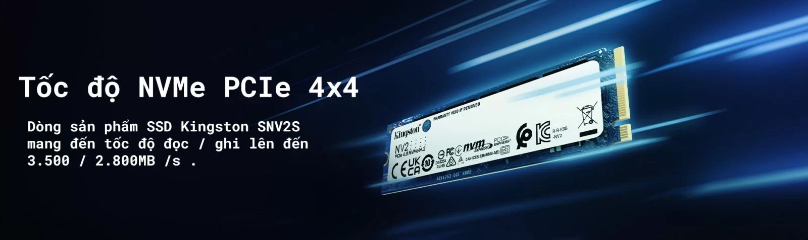 HTT - Ổ cứng SSD Kingston SNV3S 1TB NVMe M.2 2280 PCIe Gen 4x4 (Đọc 6000MB/s - Ghi 4000MB/s) - (SNV3S/1000G)