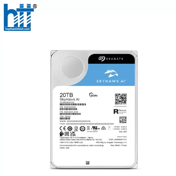 HTT -Ổ cứng HDD Seagate SkyHawk AI 20TB 3.5 inch, 7200RPM, SATA3, 256MB Cache (ST20000VE002)