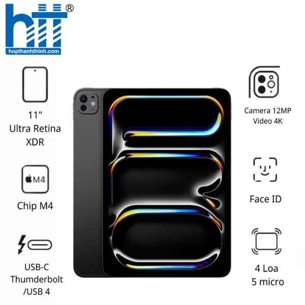 HỢP THÀNH THỊNH - Máy tính bảng Apple IPad Pro 11 M4 5G (16GB/ 2TB/ Space Black/ MVW73ZA/A)