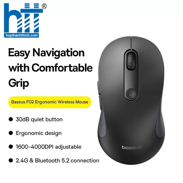 Hợp thành thịnh - Chuột văn phòng không dây Baseus F02 Ergonomic BLACK