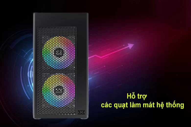Thùng máy/ case Xigmatek AERO 2F (2 FAN X20F) Đen (EN46591) | Hỗ trợ các quạt làm mát hệ thống
