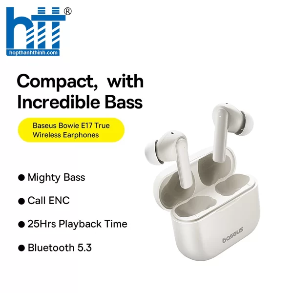 Hợp thành thịnh - Tai Nghe Bluetooth Baseus Bowie E17 True Wireless Bluetooth Earphones White