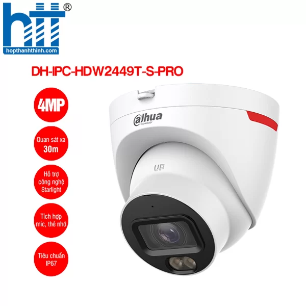 HỢP THÀNH THỊNH - Camera IP 4MP WizColor DAHUA DH-IPC-HDW2449T-S-PRO