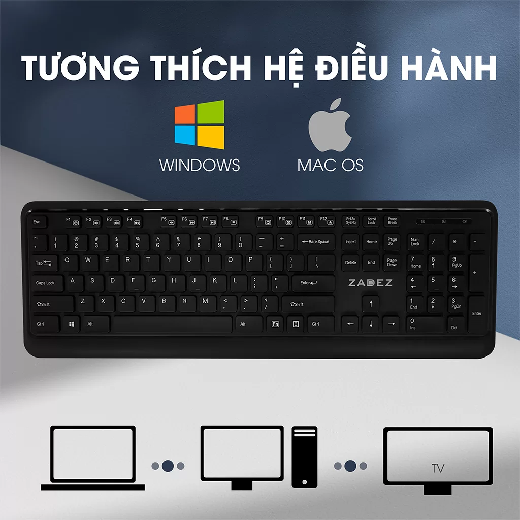 HTT - Bộ bàn phím chuột quang không dây ZADEZ ZMK- 333