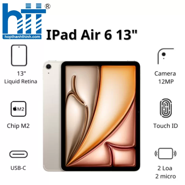HỢP THÀNH THỊNH - Máy tính bảng Apple IPad Air 6 13inch Wifi (8GB/ 256GB/ Starlight/ MV2G3ZA/A)